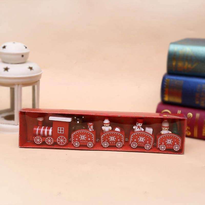 Christmas Decorations Cartoon Cute Mini Wooden Train Ornaments Kids Gift Toys for Party Kindergarten