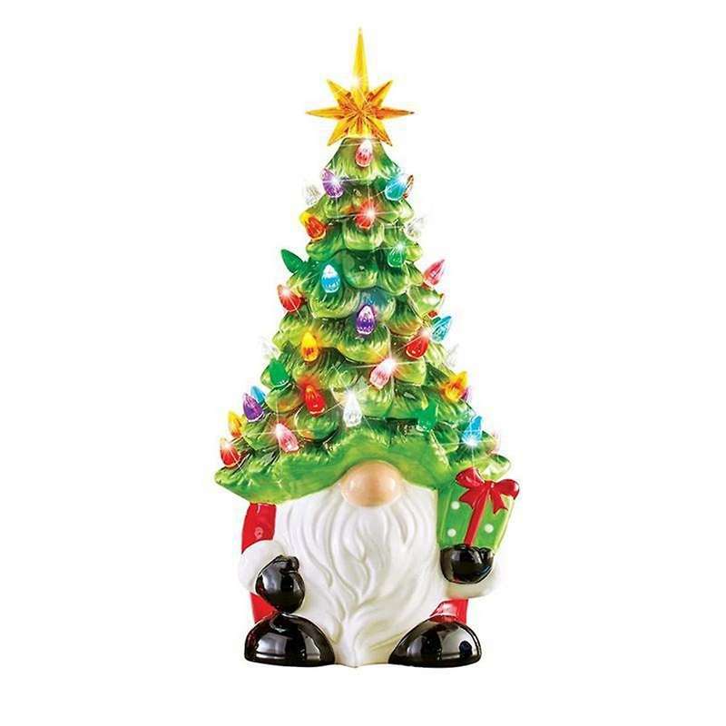 Christmas Decorations - 6.2inch Lighted Up Gnomes Christmas Tree with Multicolored Lights Small Mini