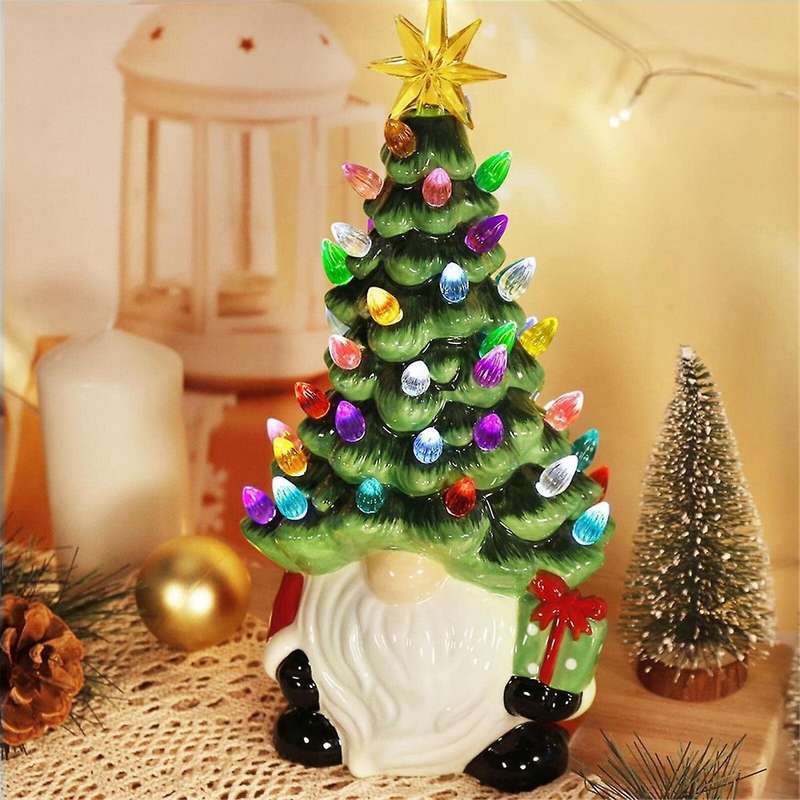 Christmas Decorations - 6.2inch Lighted Up Gnomes Christmas Tree with Multicolored Lights Small Mini