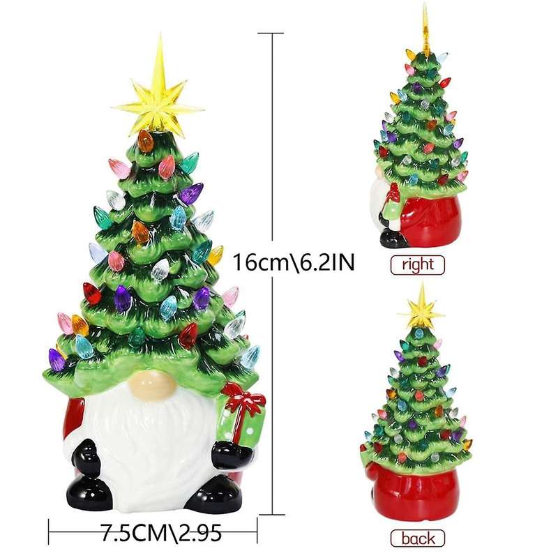 Christmas Decorations - 6.2inch Lighted Up Gnomes Christmas Tree with Multicolored Lights Small Mini
