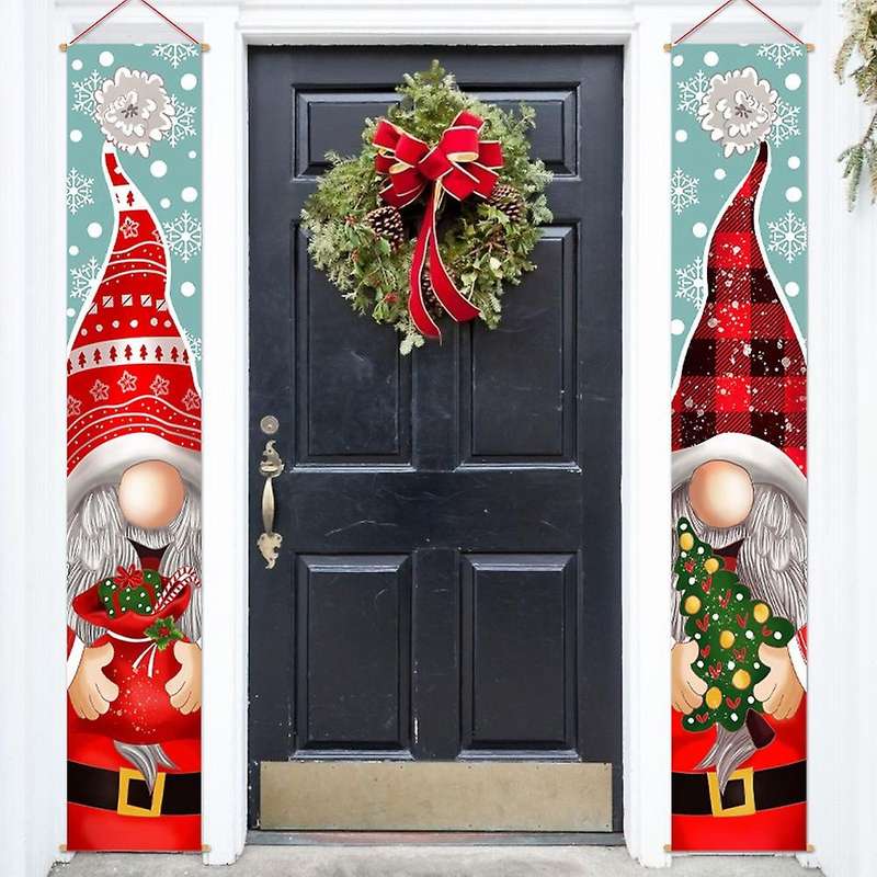 Christmas Door Decorations Hanging Outdoor Couplets for Xmas Festive Merry Christmas Banner Front Po