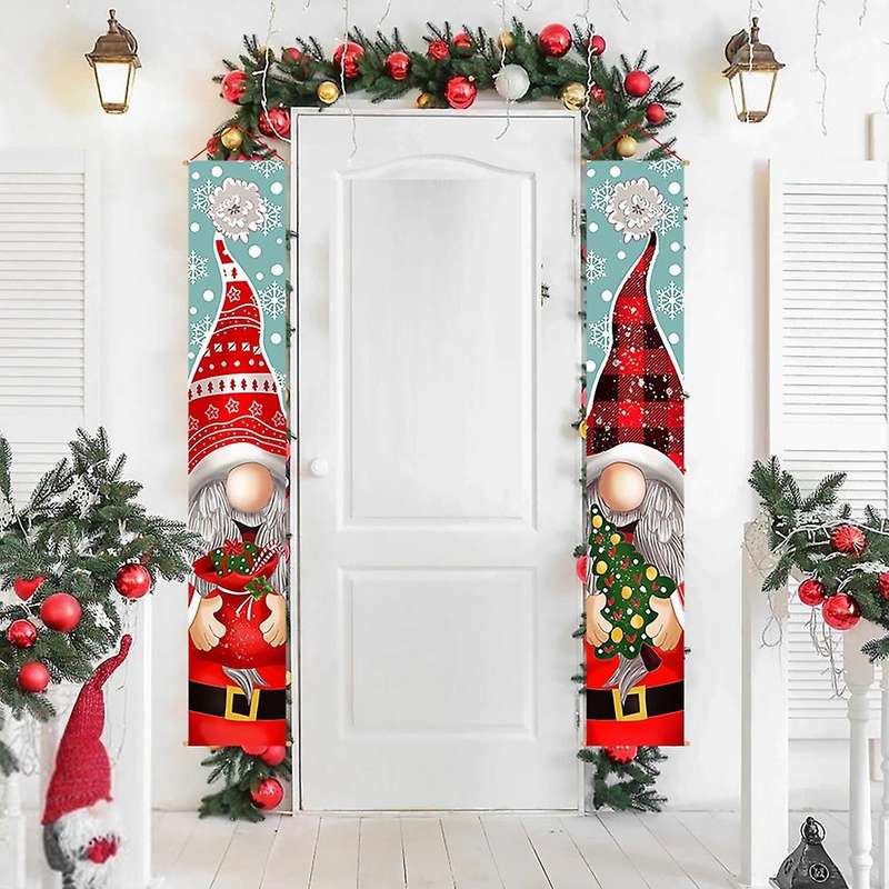 Christmas Door Decorations Hanging Outdoor Couplets for Xmas Festive Merry Christmas Banner Front Po