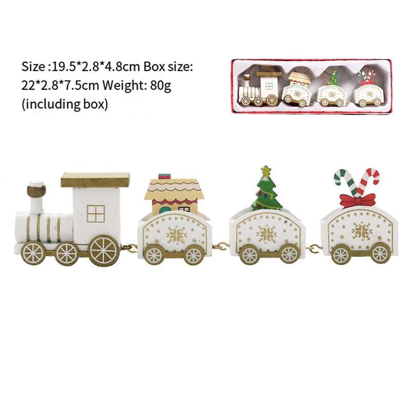 Christmas Desktop Decoration Christmas Wooden Train Festive Ornament Santa- Home Xmas Gift Decor