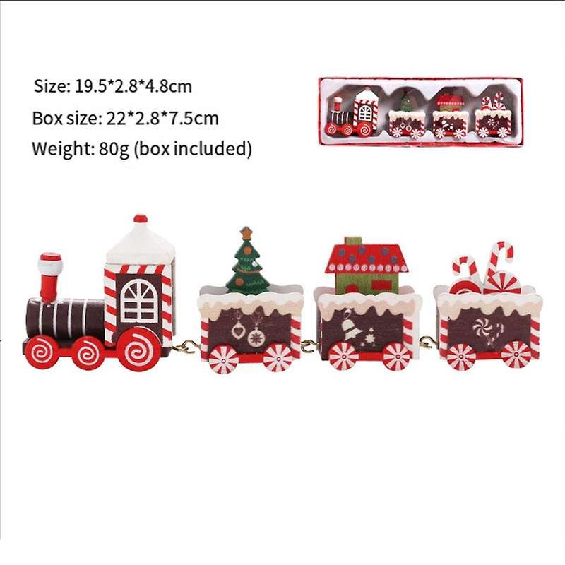 Christmas Desktop Decoration Christmas Wooden Train Festive Ornament Santa- Home Xmas Gift Decor