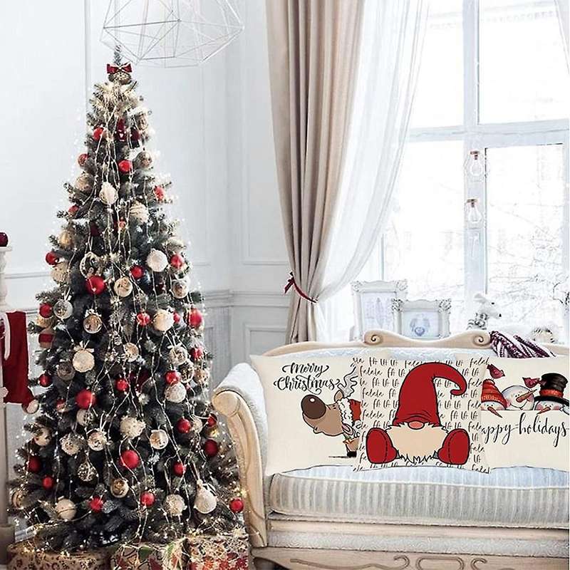 Christmas Decorations Pillow Covers 18 x 18 Set of 4 Throw Pillows Cushion Cases Decor for Home