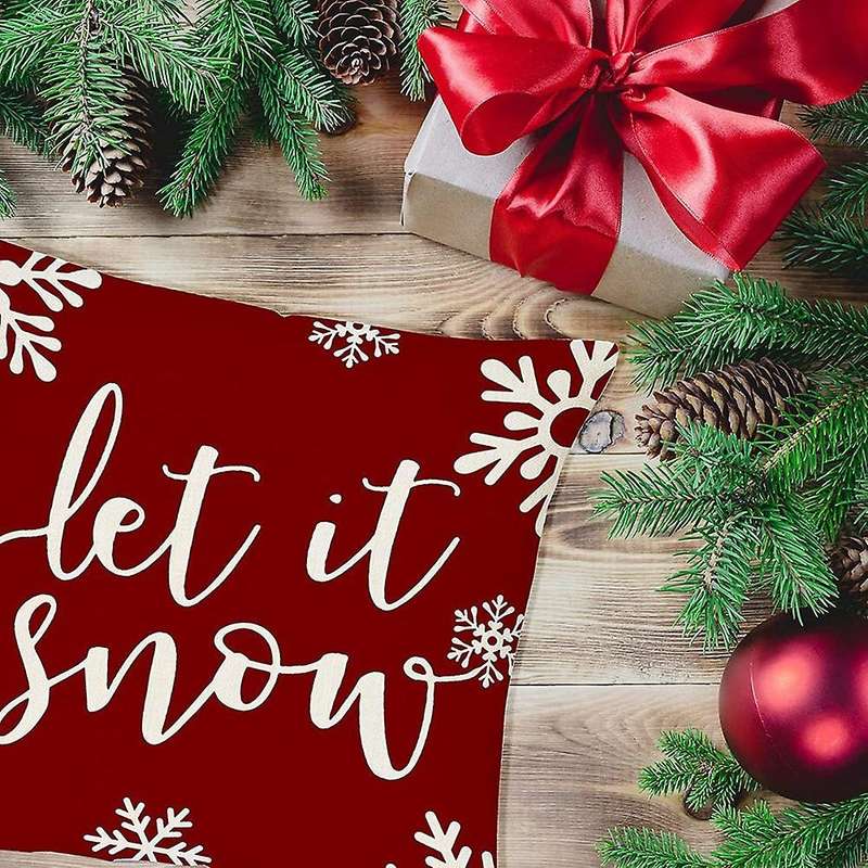 Christmas Decorations Pillow Covers 18 x 18 Set of 4 Farmhouse Pillows for Couch Christmas Decor Thr