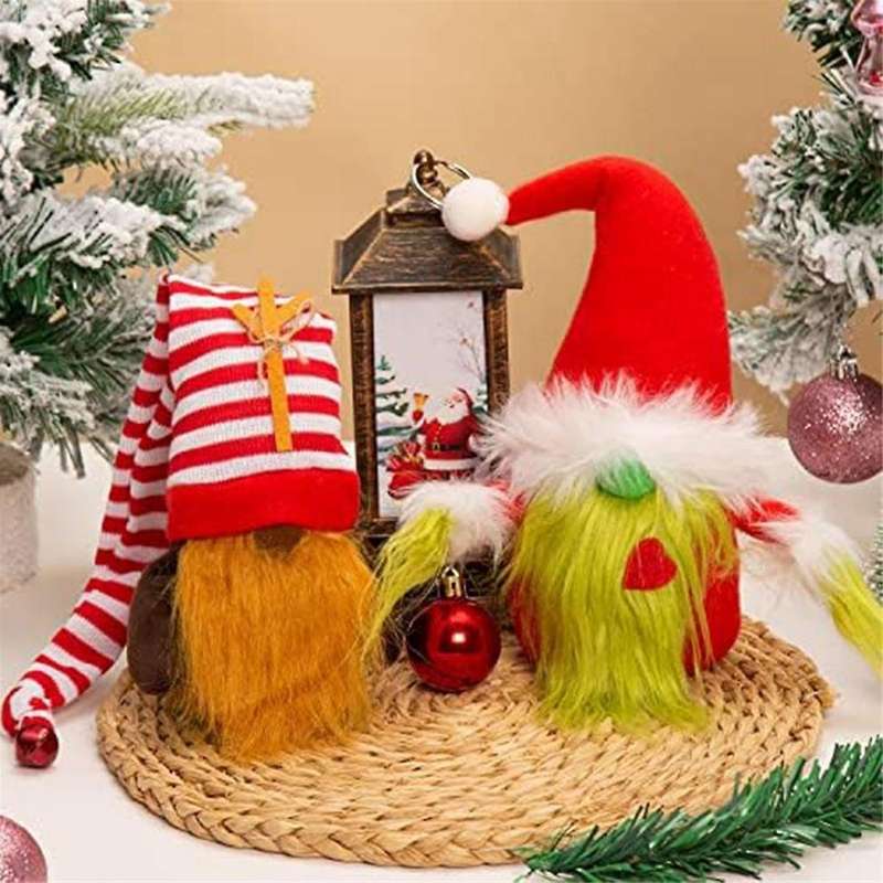 Christmas Gnomes Decorations 2-pack Handmade Plush Gnomes Scandinavian Santa Elf Christmas Table Tie