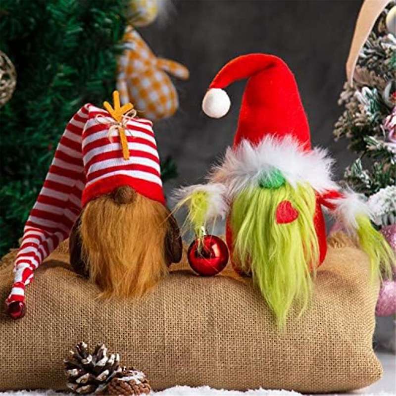 Christmas Gnomes Decorations 2-pack Handmade Plush Gnomes Scandinavian Santa Elf Christmas Table Tie