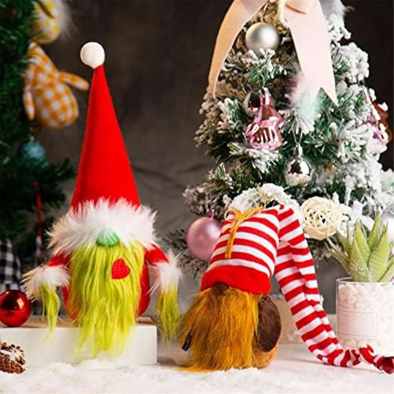 Christmas Gnomes Decorations 2-pack Handmade Plush Gnomes Scandinavian Santa Elf Christmas Table Tie