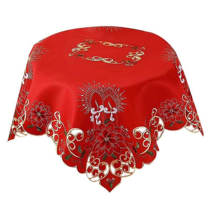 Christmas Embroidered Table Cloth,Hollow-Out Round TableCloth,for Restaurant Dinning Xams Party Banq