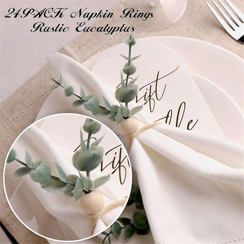 Christmas Floral Napkin Rings Set Of 24 Rustic Eucalyptus Napkin Ring Holders Spring Easter Ring Ho