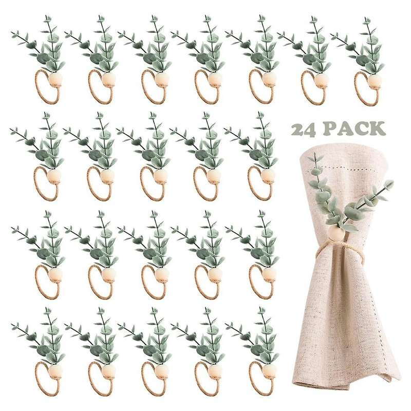 Christmas Floral Napkin Rings Set Of 24 Rustic Eucalyptus Napkin Ring Holders Spring Easter Ring Ho
