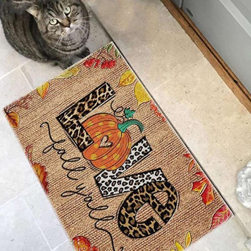 Christmas Halloween LOVE Doormat Blanket Front Door Decorations Halloween Decor Anti-Slip Bottom Doo