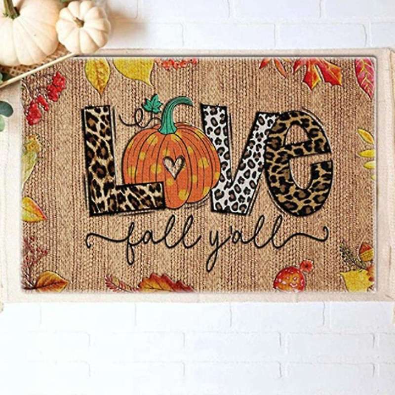 Christmas Halloween LOVE Doormat Blanket Front Door Decorations Halloween Decor Anti-Slip Bottom Doo