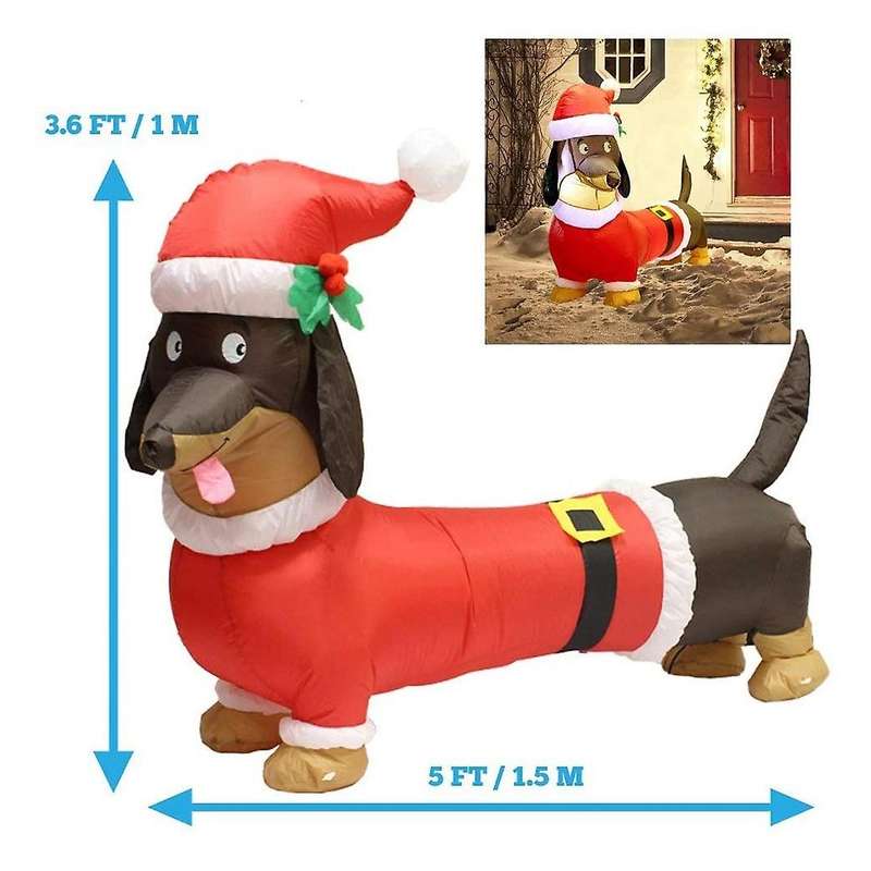 Christmas Inflatables Outdoor Decorations Wiener Dog and Dachshund for Lawn Yard Porch Xmas Party Ou
