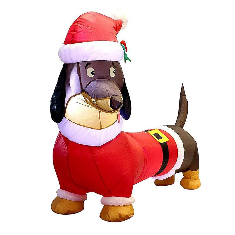 Christmas Inflatables Outdoor Decorations Wiener Dog and Dachshund for Lawn Yard Porch Xmas Party Ou