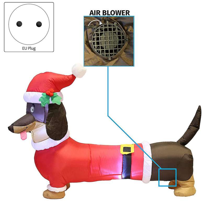 Christmas Inflatables Outdoor Decorations Wiener Dog and Dachshund for Lawn Yard Porch Xmas Party Ou