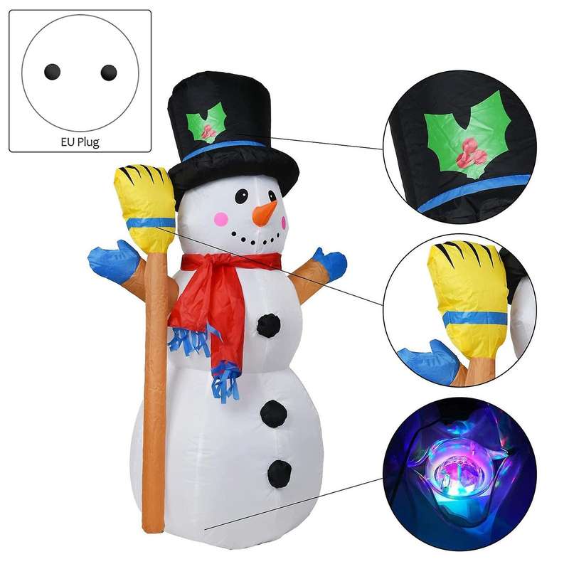 Christmas Inflatables Inflatable Christmas with Rotating Led Lights for Lawn Yard Porch Xmas Party E