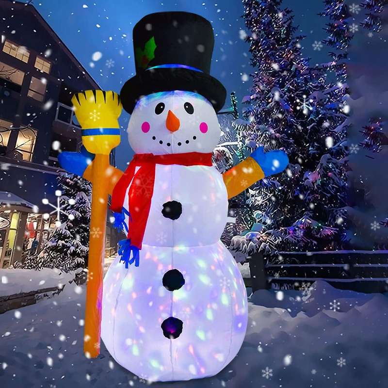 Christmas Inflatables Inflatable Christmas with Rotating Led Lights for Lawn Yard Porch Xmas Party E