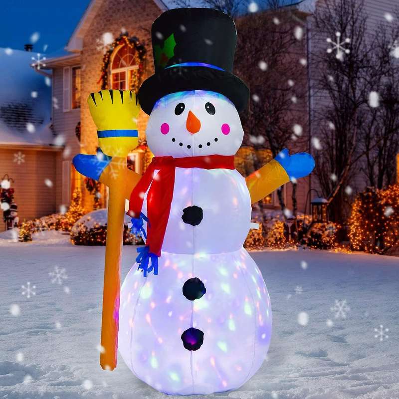 Christmas Inflatables Inflatable Christmas with Rotating Led Lights for Lawn Yard Porch Xmas Party E