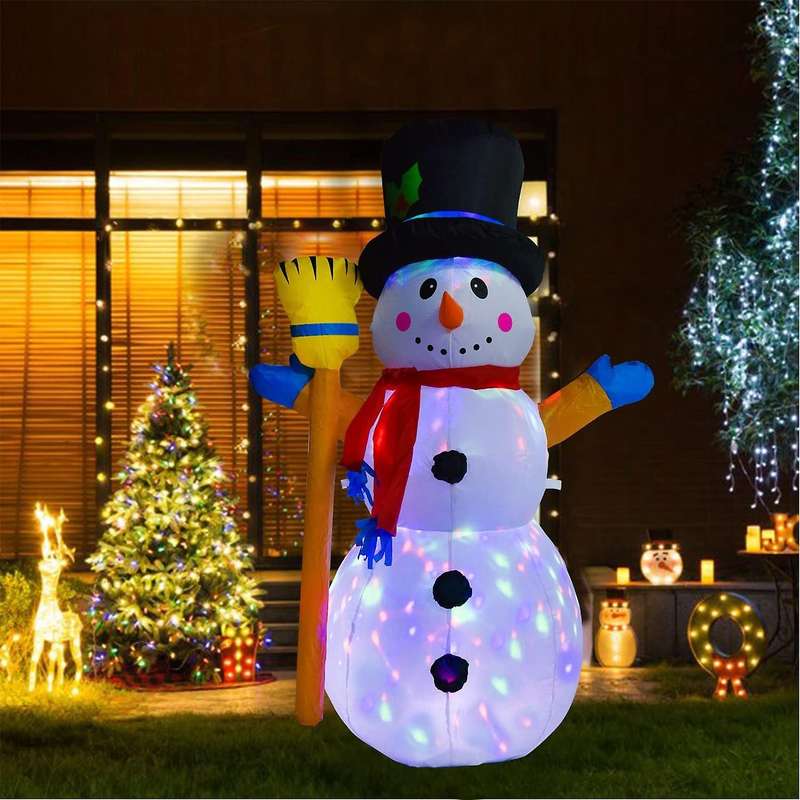 Christmas Inflatables Inflatable Christmas with Rotating Led Lights for Lawn Yard Porch Xmas Party E