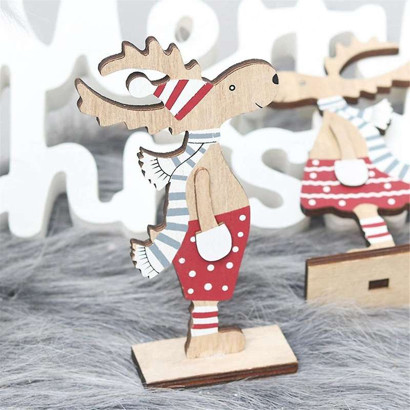 Christmas Home Decoration Wooden Christmas Decor Cartoon -deer Xmas Table Ornaments Christmas Reind