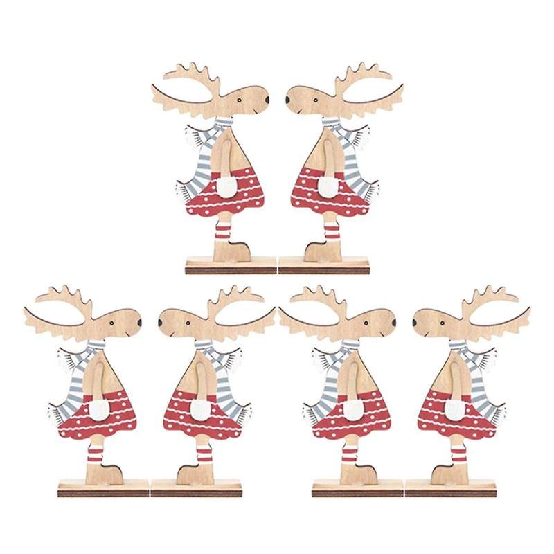 Christmas Home Decoration Wooden Christmas Decor Cartoon -deer Xmas Table Ornaments Christmas Reind
