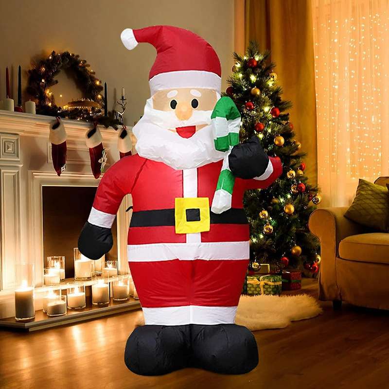 Christmas Inflatables Greeting Santa Walking Stick for Yard Lawn Home Garden Christmas Decorations P