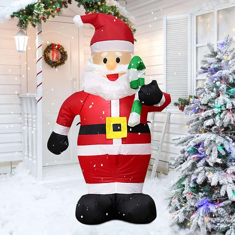 Christmas Inflatables Greeting Santa Walking Stick for Yard Lawn Home Garden Christmas Decorations P