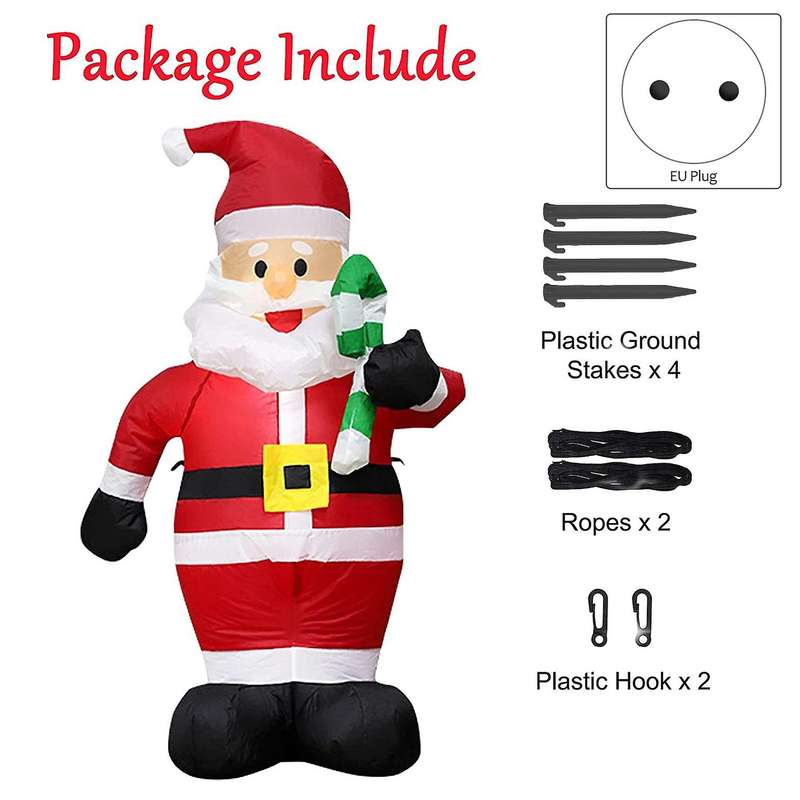 Christmas Inflatables Greeting Santa Walking Stick for Yard Lawn Home Garden Christmas Decorations P