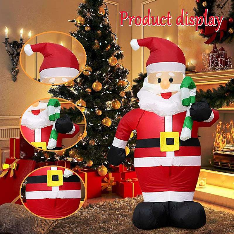 Christmas Inflatables Greeting Santa Walking Stick for Yard Lawn Home Garden Christmas Decorations P