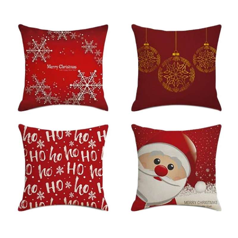 Christmas Happiness Square Pillowcase Home Decor Linen Pillow Cases Cushion CoveRS for Sofa New Pat