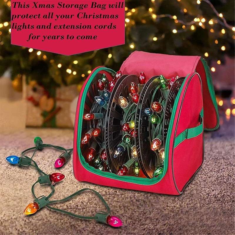 Christmas Light Storage Bag, Heavy Duty 600d Fabric with Reinforced Handle, Waterproof & Anti-tear C