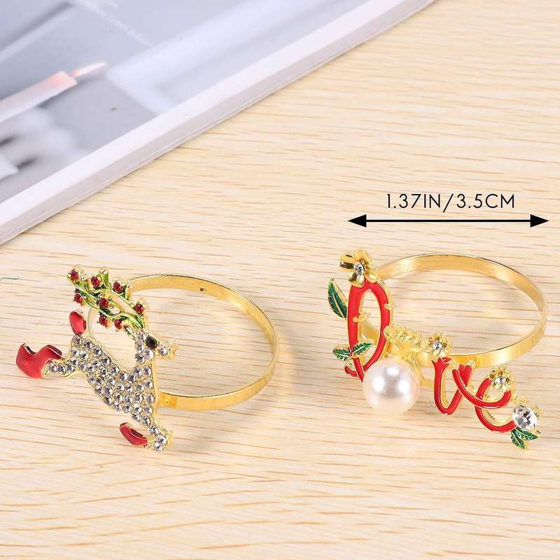 Christmas Napkin Rings - Set of 8 Napkin Holder Rings Compatible Holiday