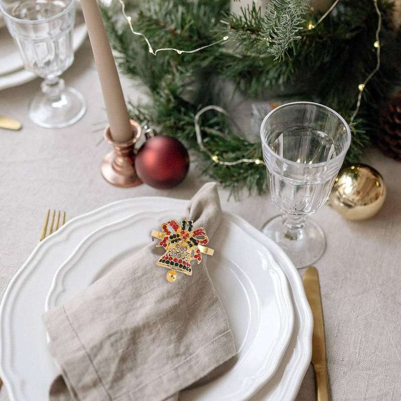 Christmas Napkin Rings - Set of 8 Napkin Holder Rings Compatible Holiday