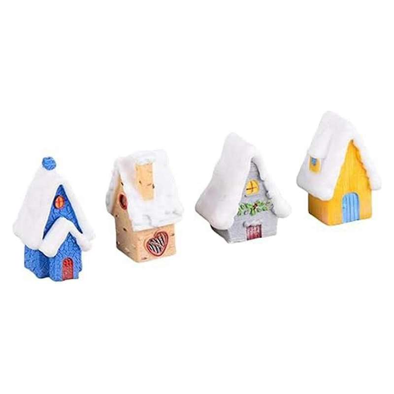 Christmas Miniatures Figurines, Mini Christmas Snow House Decor Ornaments, Christmas Doll House Fair
