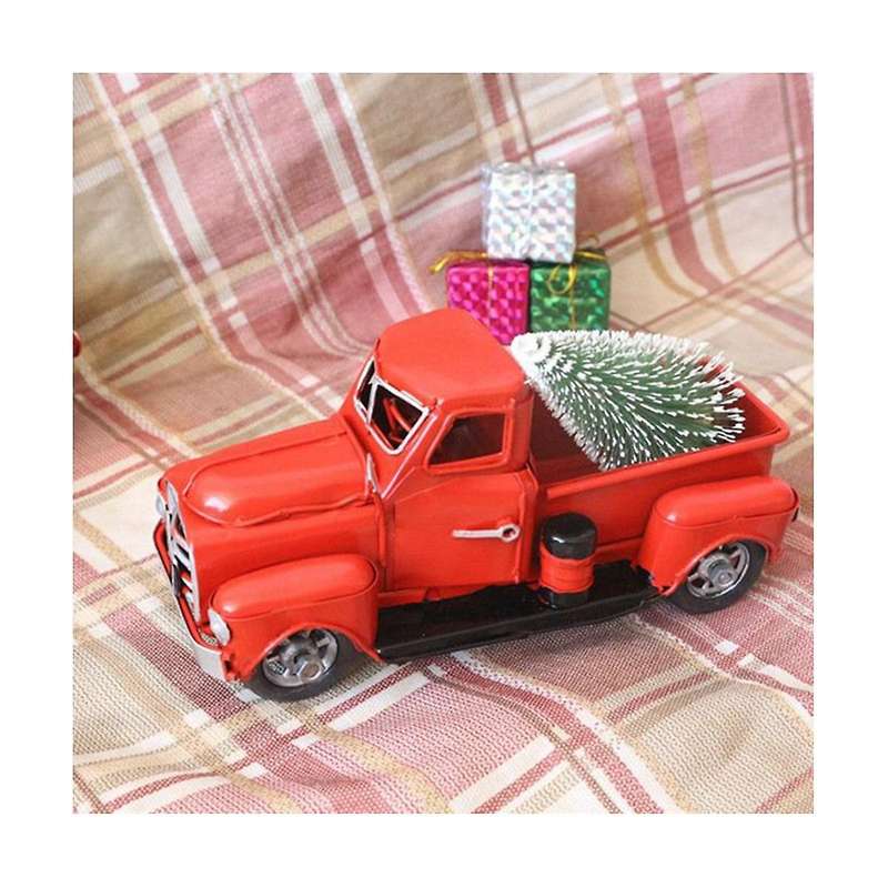 Christmas Metal Truck Ornament Christmas Gift Retro Red Truck Christmas Ornament Pickup Truck