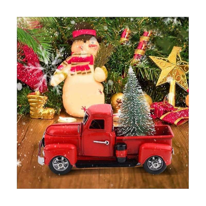 Christmas Metal Truck Ornament Christmas Gift Retro Red Truck Christmas Ornament Pickup Truck