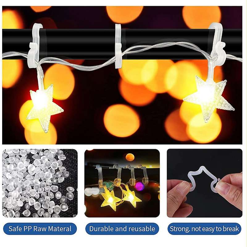 Christmas Light Clips , 100 Pack Holiday Light Clips, for Outside String Lights Hanging Roof Icicle