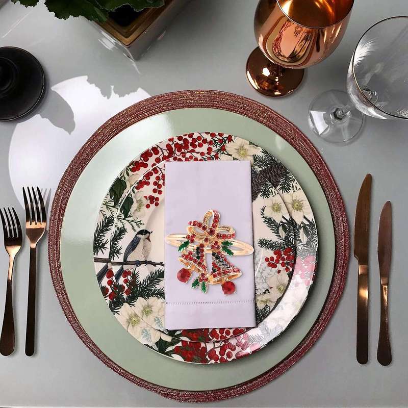 Christmas Napkin Rings Sets of 6 Pcs, Gold Napkin Ring Holders Metal Dinner Tables Rings for Christ
