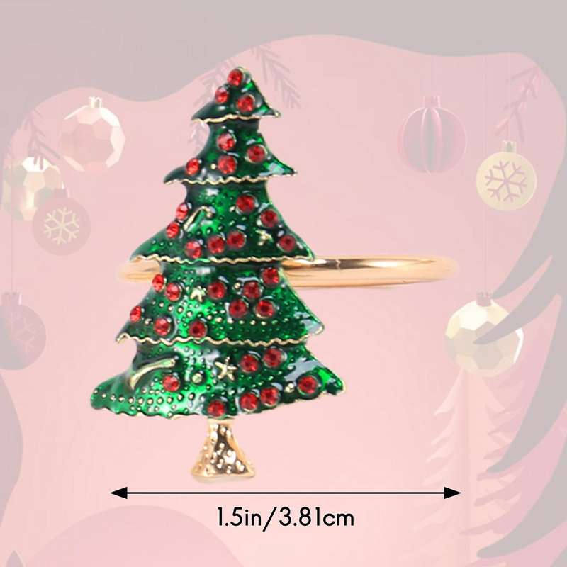 Christmas Napkin Rings Sets of 6 Pcs, Gold Napkin Ring Holders Metal Dinner Tables Rings for Christ