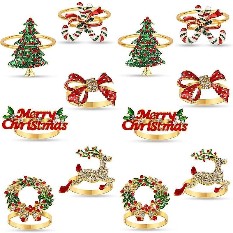 Christmas Napkin Rings Set of 12,Napkin Rings Holders for Christmas Dinning Table Setting-Wedding Re