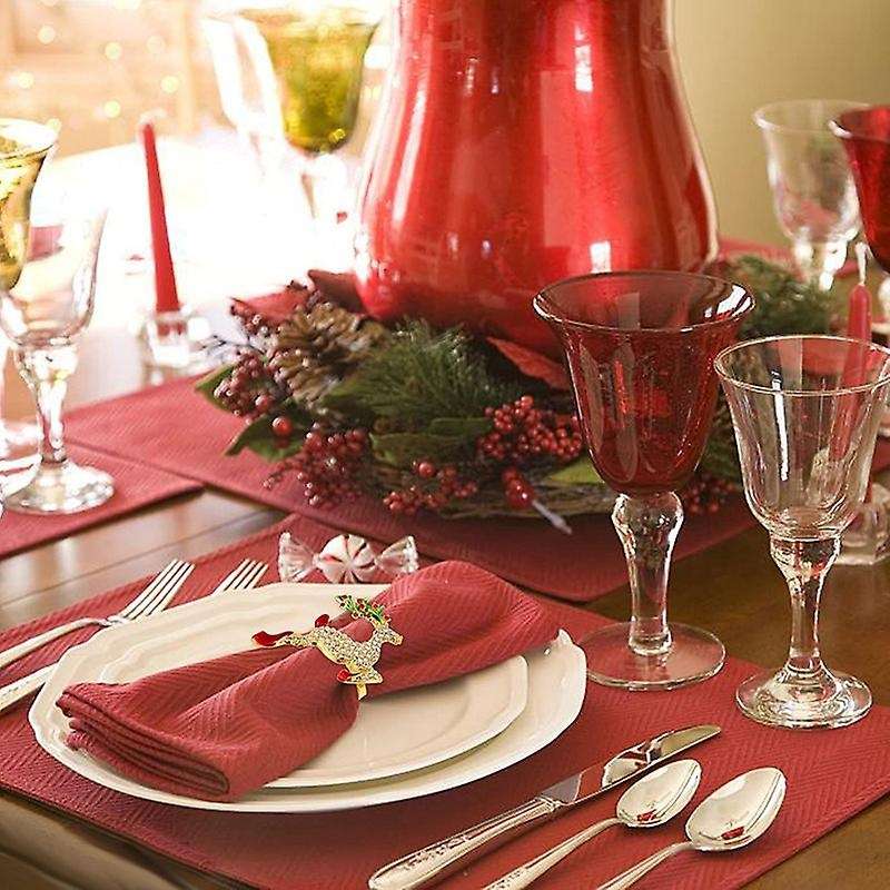Christmas Napkin Rings Set of 12,Napkin Rings Holders for Christmas Dinning Table Setting-Wedding Re