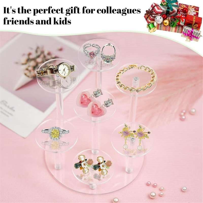 Christmas Ornament Display Stand 7 Columns Acrylic Transparent Display Stand for Cupcake, Jewelry Di
