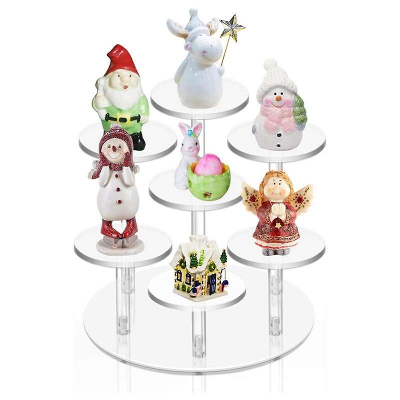 Christmas Ornament Display Stand 7 Columns Acrylic Transparent Display Stand for Cupcake, Jewelry Di