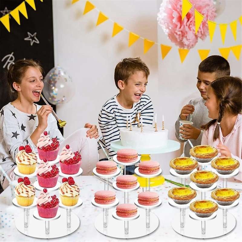 Christmas Ornament Display Stand 7 Columns Acrylic Transparent Display Stand for Cupcake, Jewelry Di