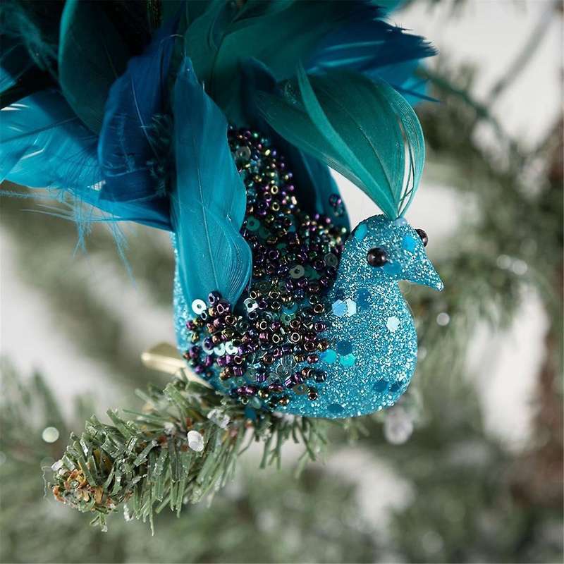 Christmas Ornaments Decorations -2Pcs the Spreads Its Tail Pendant for Christmas Decor Party Supplie