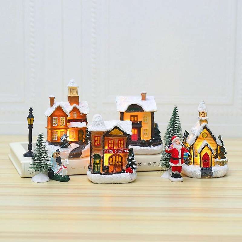 Christmas Party Home Decor Glowing Christmas Houses Village Christmas Decorations Snow House with Li