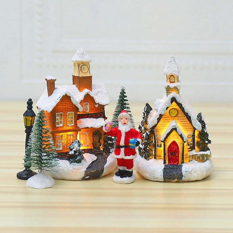 Christmas Party Home Decor Glowing Christmas Houses Village Christmas Decorations Snow House with Li