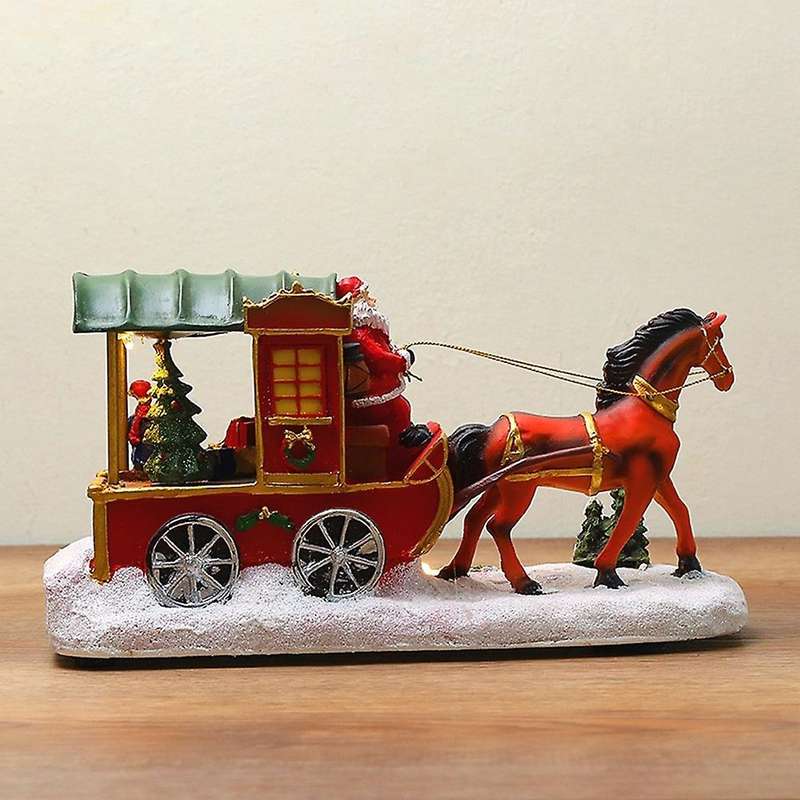 Christmas Ornaments Horse-Drawn Cart Santa Houses Village Home Decor Crafts Christmas Decorations Or